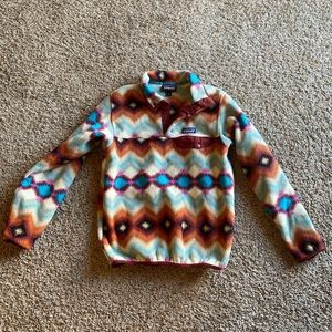 Patagonia timber twist cedar red Snychilla Snap pullover.